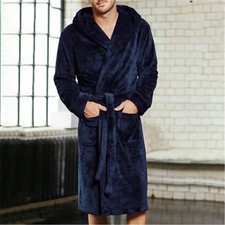 2026 Men's Warm Flannel Bathrobe Winter Robes Pajama Sleepwear Long Sleeve Plush