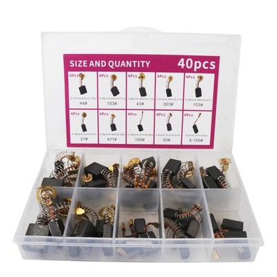 Electric Motor Carbon Brushes 40Pcs 10 Different Models of Carbon Brushes Sui...