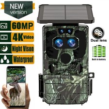 4K Wildlife Solar Trail Camera WiFi 60MP Hunting Game Camera Dual Lens Starlight