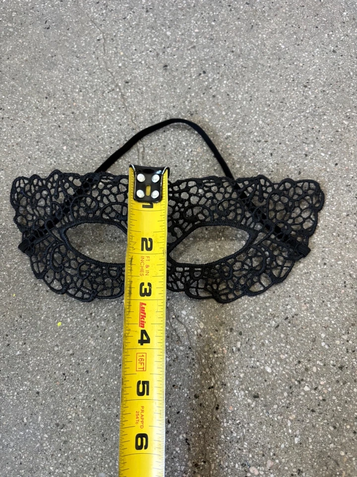 caprichosa máscara recubierta de encaje negro talla única adulto Halloween disfraz accesorio Foto 3 de 4
