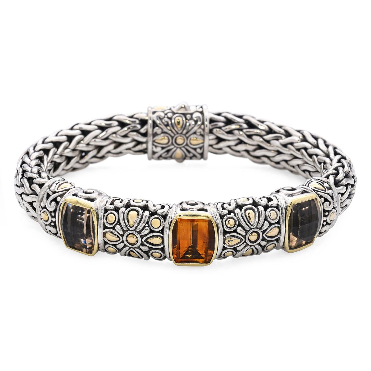 John Hardy 18k and Sterling Silver Citrine and Smoky Quartz