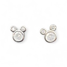 Disney Mickey Mouse Crystal Silver-tone Stud Earrings New