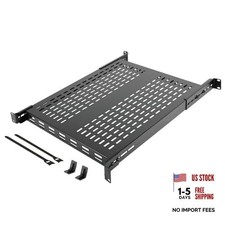 1U 4-Post Vented Server Rack Mount Shelf,with Adjustable Depth 27.6in Deep