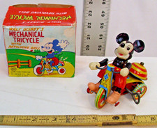 LINEMAR MECHANICAL MICKEY MOUSE TRICYCLE TIN WIND UP TOY BOXED WORKS