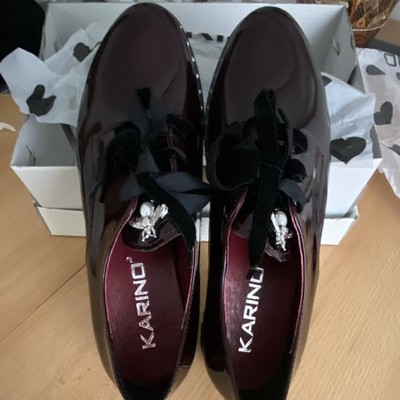 Karino Damen Halbschuhe Lackleder bordeaux Schnürung Profilsohle EU 38