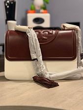 Tory Burch Fleming Convertible Shoulder Bag Wine Leather NWT Style 152571