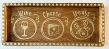 L👀K -  Wine and Cheese for Santa Wooden Tray, Treats Serving Board Platter 