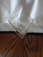 Vintage Indiana Glass Footed Candy Dish Diamond Shaped Floral