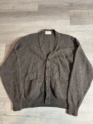 Vintage Lord Jeff Sweater Mens XL Gray Wool Button Front Cardigan Made USA 70s