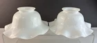 2 Vintage Scalloped Edge Milk Glass Bell-shaped Ruffled Lamp Light Shades 2.25"