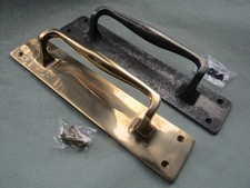 MANIGLIA PORTA SU PIASTRA solida pesante vittoriana vecchia porta d'ingresso maniglia estraibile rustica