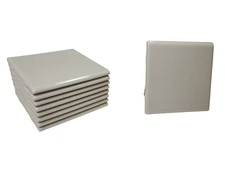 Beige Ceramic Tile 4.25 in Almond Bone Bullnose Subway Square Curved Edge Trim