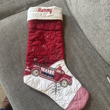 Pottery Barn Firetruck Quilted Stocking, Mommy Monogram