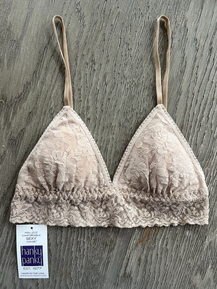 Hanky Panky Signature Lace Padded Bra sz Large stretch Chai beige lace NWT - Image 4 of 4