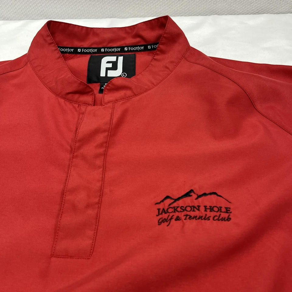 Footjoy FJ Mens Windbreaker 1/4 Snap Golf Jacket Solid Red Size Large Outdoor - Image 2 of 4