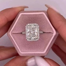 Lab-Created 3.40 Ct Radiant Cut VVS1 Diamond Wedding Ring 14K White Gold Finish