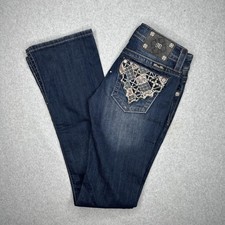 Miss Me Jeans Womens 26 Blue Bootcut Embroidered Rhinestone Cross JP5906B2