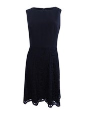 Nine West Women's  Lace Fit & Flare Dress (18, Black)