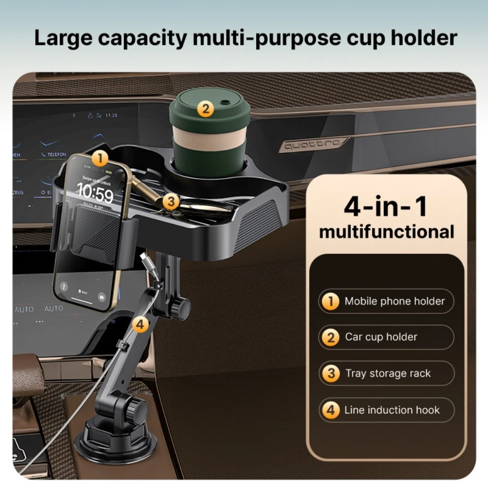 Upgraded Universal Adjustable Car Mount Cup Cradle Holder w/ Tray for Cell Phone - Image 3 of 4