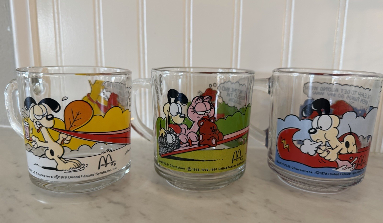 Garfield 1978 McDonald’s Glass Coffee Cups - Lot of 3