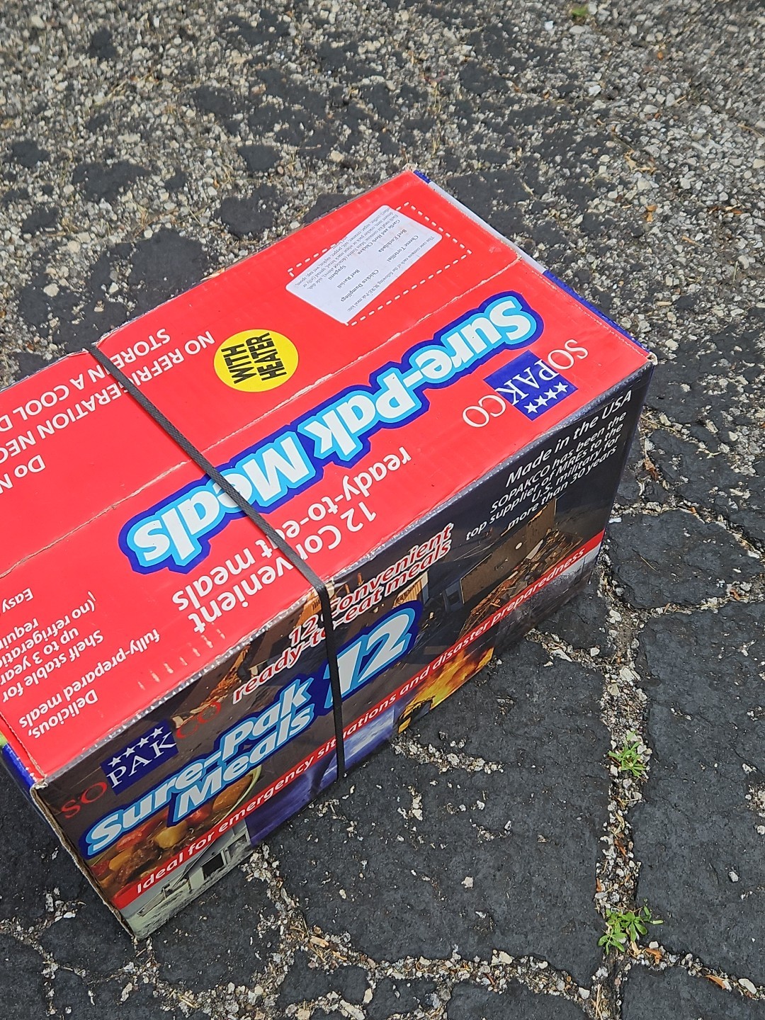 SURE-PAK MILITARY STYLE MRE CASE 12 MEALS READY TO EAT MRE W HEATERS-SOPAKCO