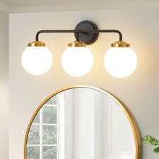 Bathroom Light Fixtures 22.4in 3-Light Black Gold Vanity Lights for Mirror