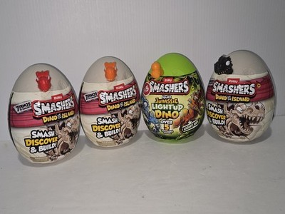 4- Zuru Smashers Dino Island Dino Egg Surprises Light Up Dinosaur - NEW