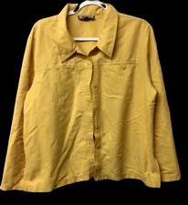 David N. XL yellow button down multi pockets women's long sleeve plus top