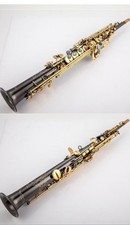 New Free ship S-901 Bb Straight soprano saxophone black nickel gold keys