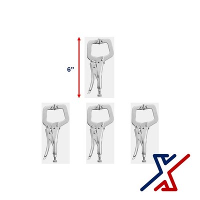 4 pc Set of 6'' Padded C-Clamp Locking Plier / Vise-Grips by X1 Tools