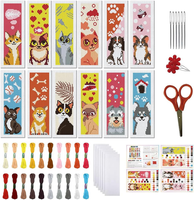 12 Set Kreuzstich Lesezeichen Sets Buntes Haustiermuster Gestempeltes Kreuzstich