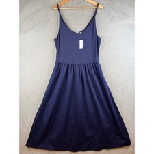 NWT Gap Womens Navy Blue V-Neck Midi Dress Twisted Straps Pockets Size L