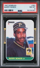 Donruss 1987 Barry Bonds #361 Pittsburgh Pirates PSA 8 Rookie Buybacks Card. rookie card picture