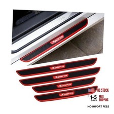 4PCS Car Door Sill Protector, Carbon Fiber Rubber Door Entry Edge Step Red