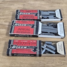 Vintage Lot Of 3 Staple Boxes Arrow Fastener Co Tack Pointed - 5/6 Inch No. T-50