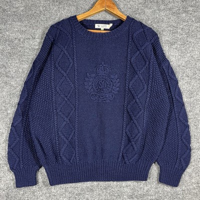 VINTAGE The Scotch House Wool Sweater Womens Large Hand Knit Cable 