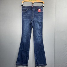Spanx EveryWear Flare Jeans Women's L Tall Blue Midnight Bootcut Pull On 20327T