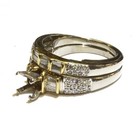 Platinum 18k yellow gold diamond semi mount engagement ring wedding band 15.1g  — photo 3