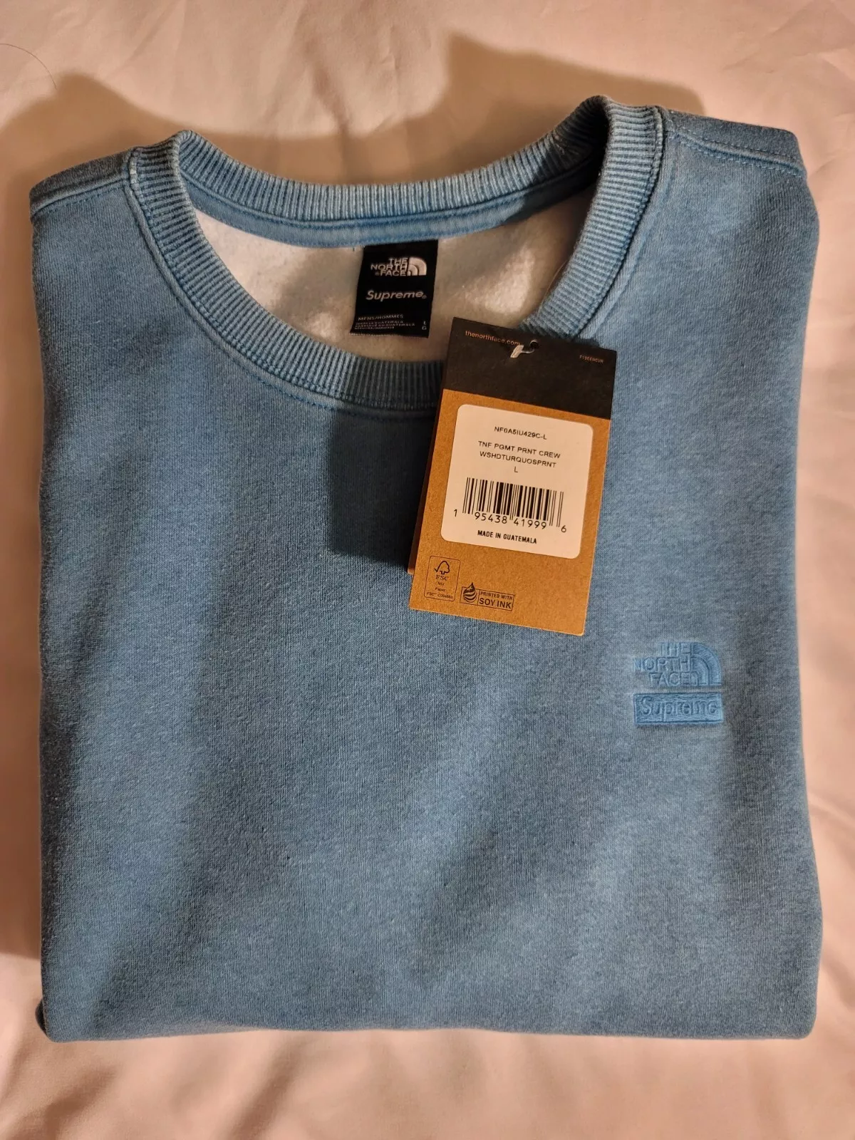 Grand col crevette turquoise imprimé pigment Supreme x The North Face (L) SS21 NEUF AVEC ÉTIQUETTES