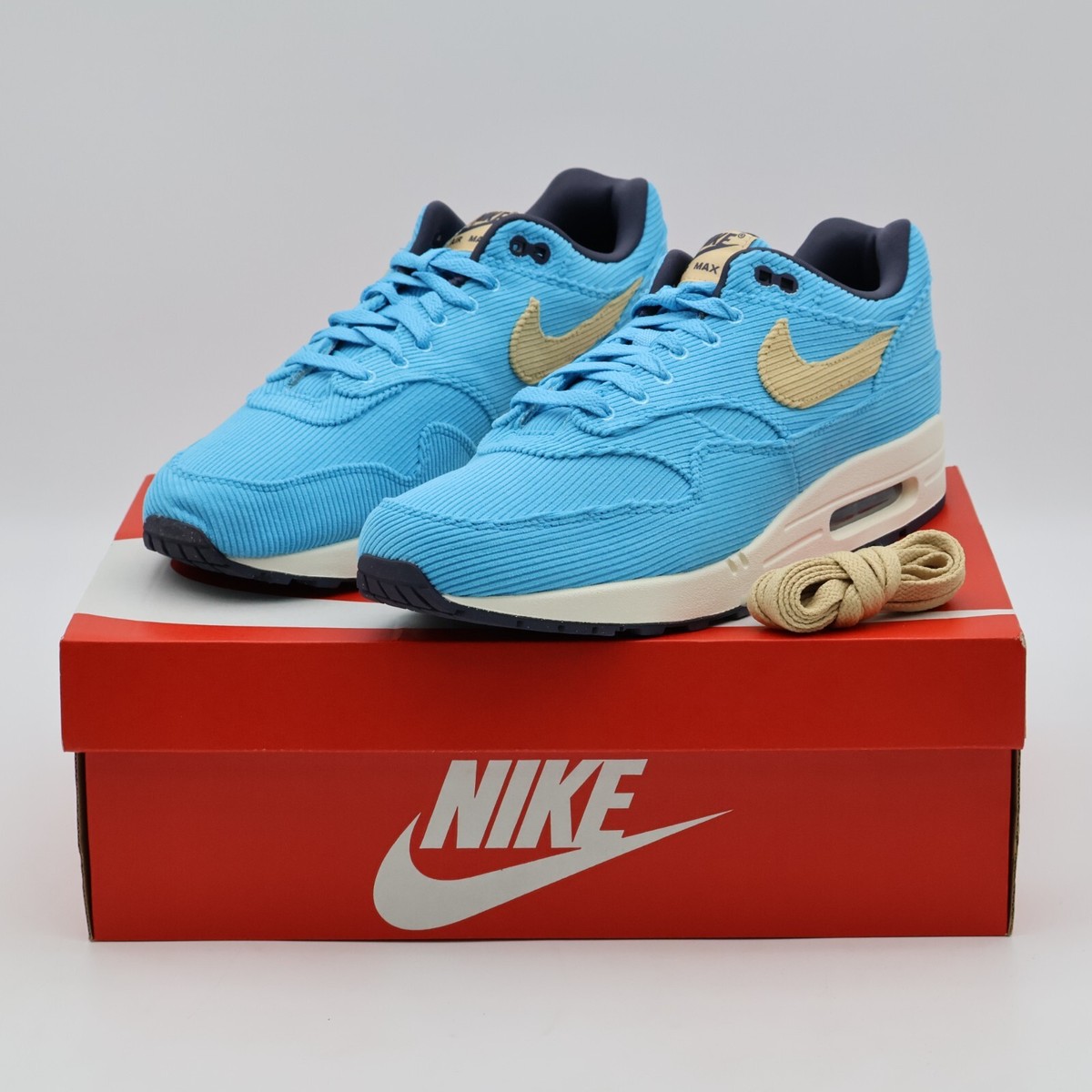 FB8915-400 Nike Air Max 1 PRM Corduroy Baltic Blue Sesame Gridiron 