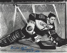 EMILE 'CAT' FRANCIS SIGNED 8x10 PHOTO w/COA CHICAGO BLACKHAWKS NEW YORK RANGERS