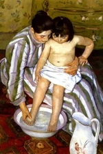 THE BATH MOTHER WASHING DAUGHTER 1891 AMERICAN PAINTING BY MARY CASSATT REPRO 