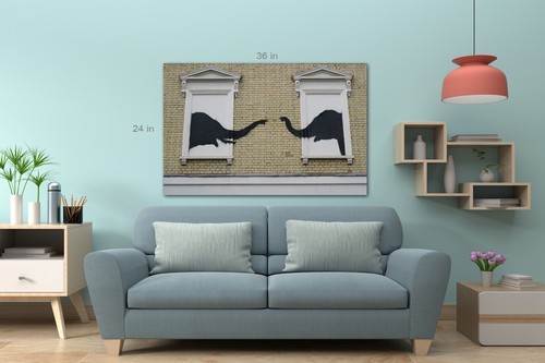 New Banksy Elephants London Canvas Print Wall Art - Picture 4 of 7