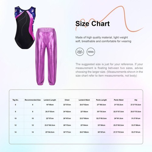 Children Girls Dancewear Round Neck Dance Set Gymnastics Tracksuit Competition - Picture 24 of 115