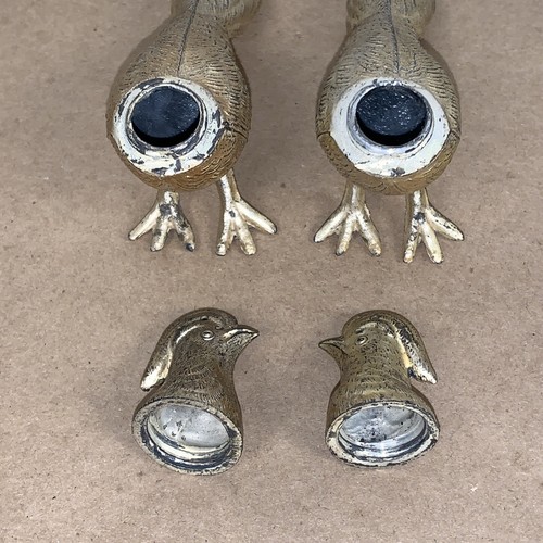 Vintage Set Of Silverplate Pheasent Salt & Pepper, USA 6" long. Please See Pics - Picture 13 of 20