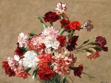 Carnations Flowers H. Fantin-Latour Tile Mural Kitchen Backsplash Ceramic 10x8