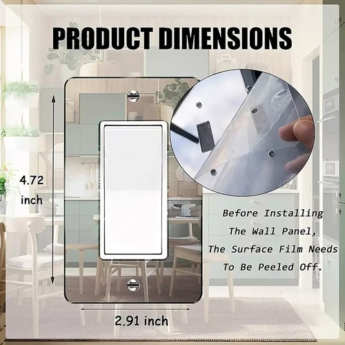 1 Stück Spiegel Lichtschalter Platten Steckdosenabdeckungen robust Wandplatte Acryl Spiegel - Bild 4 von 7
