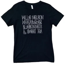 Willie Nelson Whataburger Bluebonnets & Sweet Tea T-shirt Women’s Medium Black