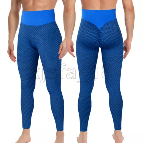 Men's Leggings Sports Gym Compression Pants Training Trousers Bubble Textured UK - Picture 25 of 30