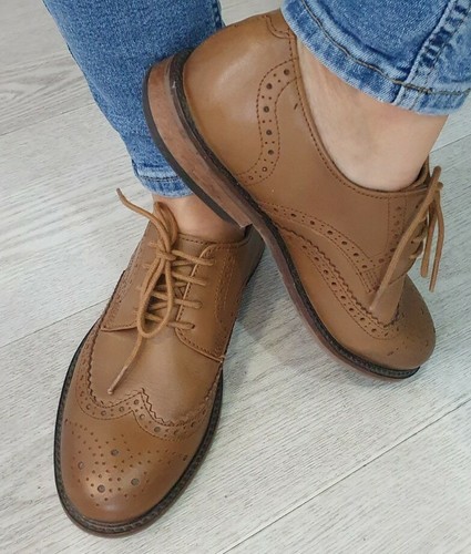 Next women brown lace up loafers shoes 